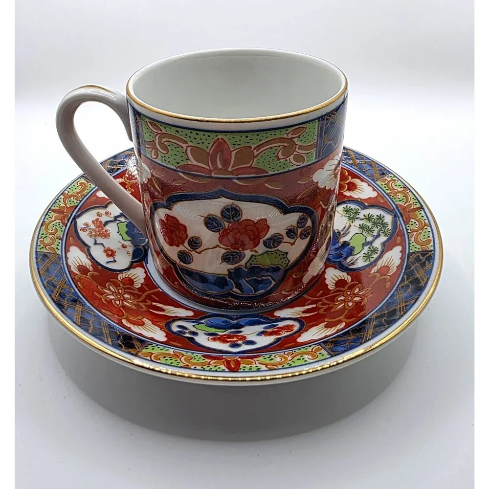 Takashimaya Made in Japan Porcelain Floral Painted Cup & Saucer Set 8 oz